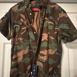 🔥🔥Ralph Lauren Green and Brown Camouflage Shirt Men Large🔥🔥